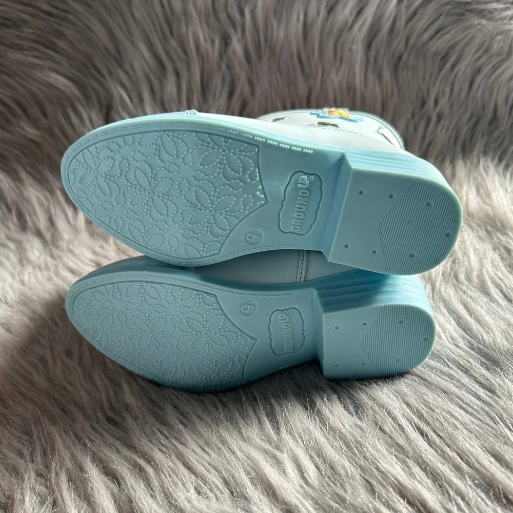 Ground Up Bluey Cowgirl Toddler Girl Size 9 Blue Light Up Shoes Side Zip Pull On